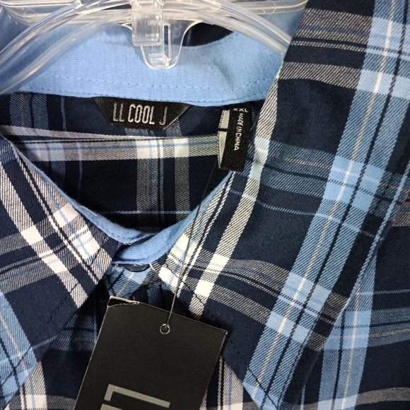 Vintage LL Cool J blue/white plaid shirt men size 2XL - 80''-90's - NWT - Picture 4 of 6